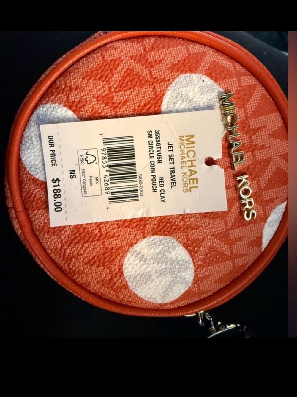 Michael Kors Orange and White Polka Dot Crossbody - Picture 8 of 8